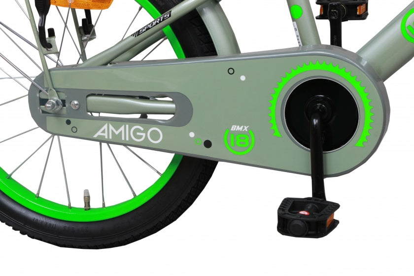 sports 18 inch 26 cm jongens terugtraprem grijs/groen