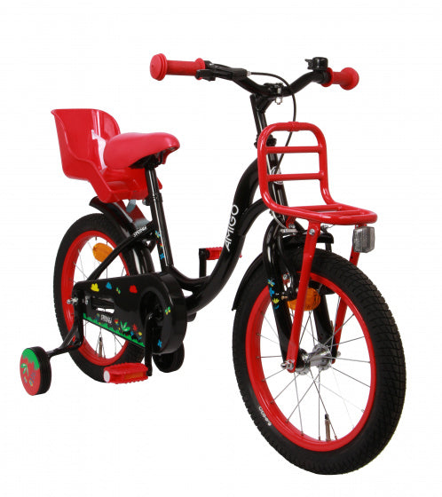 Amigo Spring 16 Inch 25,5 cm Meisjes Terugtraprem Zwart