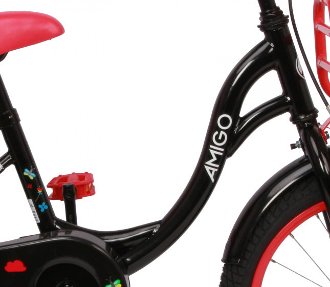 Amigo Spring 16 Inch 25,5 cm Meisjes Terugtraprem Zwart