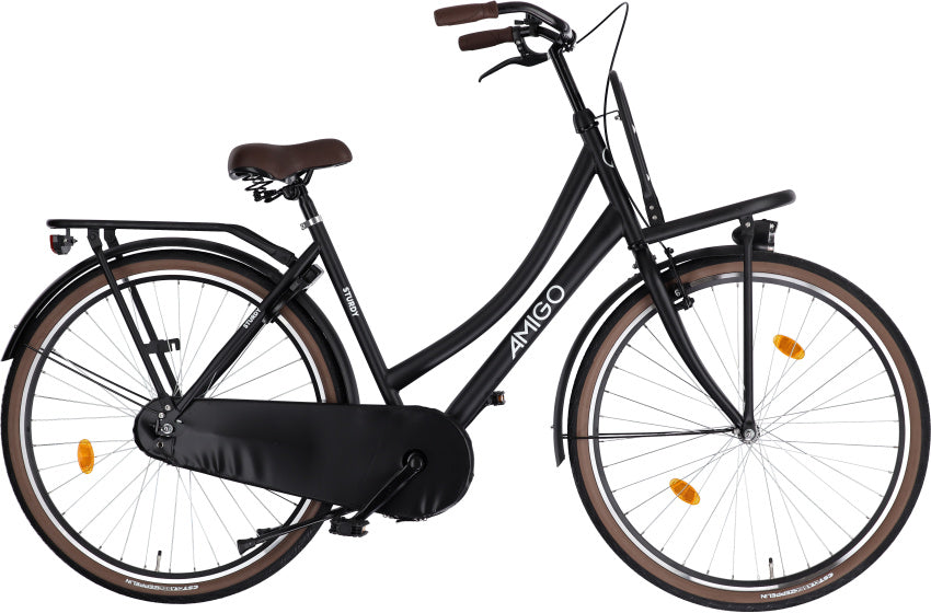 Amigo Sturdy 28 Inch 53 cm Dames Terugtraprem Matzwart