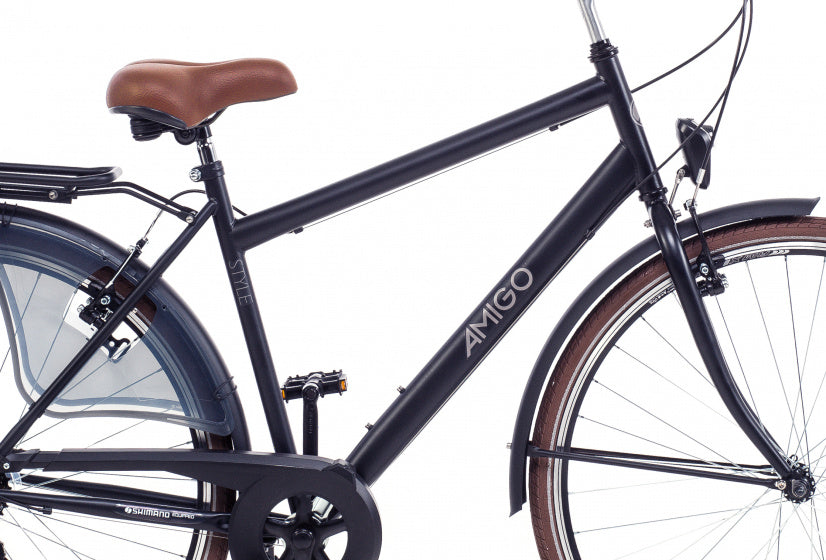 Style 28 Inch 56 cm Heren 6V V-Brakes Matzwart