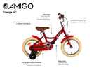 Amigo Triangle 14 Inch 23 cm Junior Terugtraprem Rood