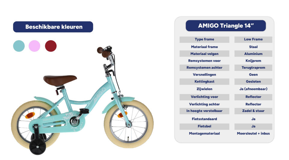 Amigo Triangle 14 Inch 23 cm Junior Terugtraprem Turquoise