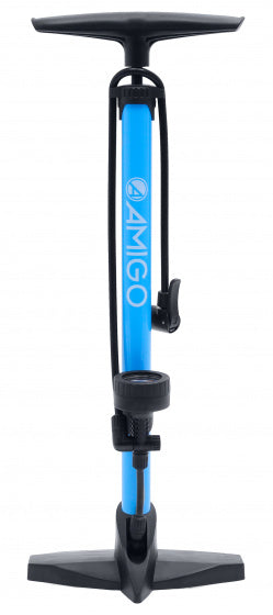fietspomp M2 met drukmeter 62 cm 11 Bar staal blauw