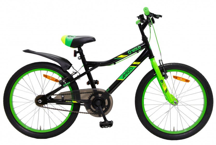 wild 20 inch 32 cm junior v-brakes zwart/groen
