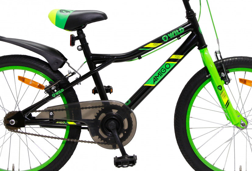wild 20 inch 32 cm junior v-brakes zwart/groen