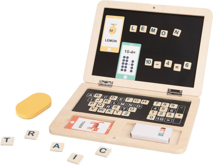 Tooky toy Educatief Houten Speelgoed Laptop 58-delig