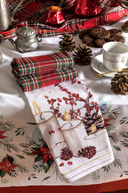 theedoek Bloemen 45 x 65 cm katoen wit/rood 2 stuks