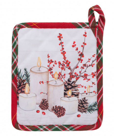 pannenlap Kerstversiering 20 x 20 cm katoen wit