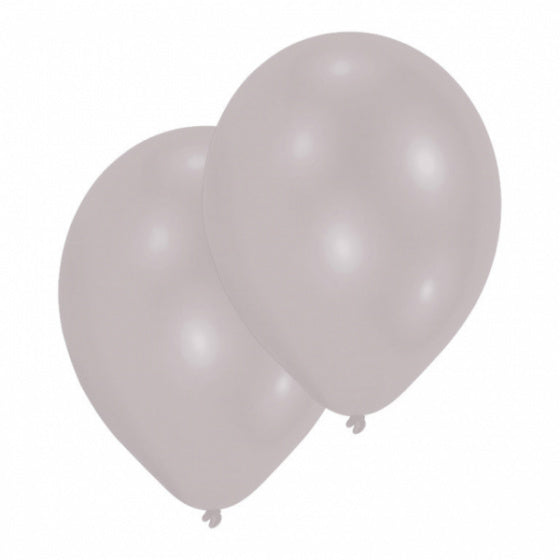 ballonnen Metallic 27 cm latex zilver 50 stuks