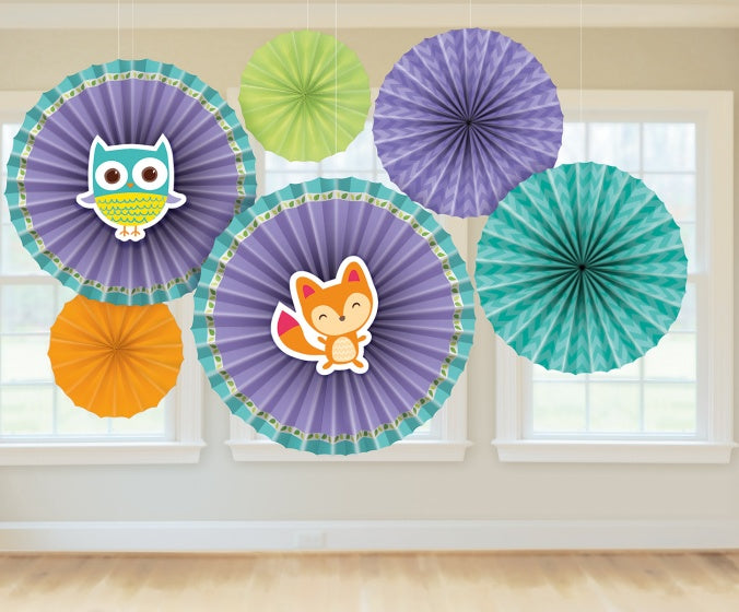 decoratiewaaiers paars/blauw 6-delig