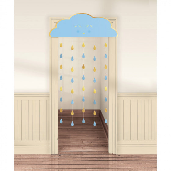 Amscan deurgordijn babyshower blauw goudkleurig 193 cm | 12 stuks