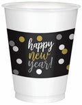 feestbekers New Year 473 ml zwart/goud/zilver 25 stuks