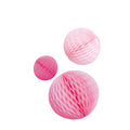 feestdecoratie Honeycombs 14/18/22 cm roze 3 stuks