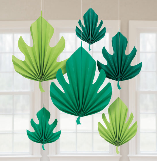 feestdecoratie palmblad 20/30/40 cm groen 6 stuks