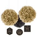 feestdecoratie pompoms nieuwjaar 40,6/17,8 cm 3-delig