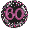 folieballon 60 jaar zwart/roze 81 cm