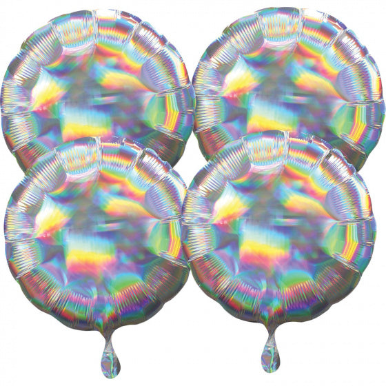 folieballonnen Rond 41 cm zilver 4 stuks