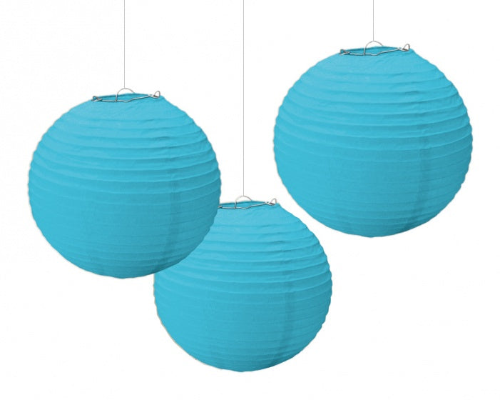 lampionnen 24 cm 3 stuks lichtblauw