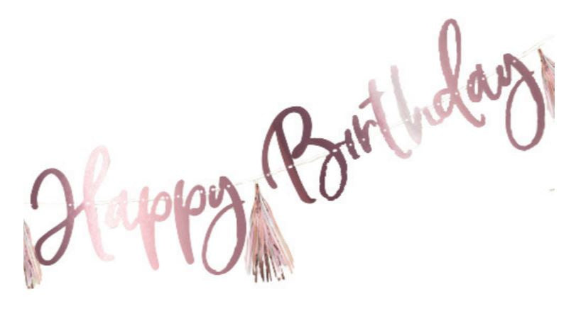 letter banner Birthday 274 cm papier rosègoud