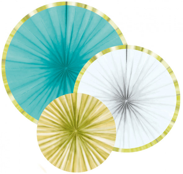 Amscan decoratie waaier feest ananas papier 35 cm set van 3 | 10 stuks