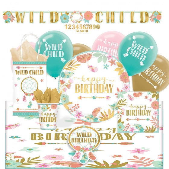 partypakket bloemen Wild Child junior 56 stuks
