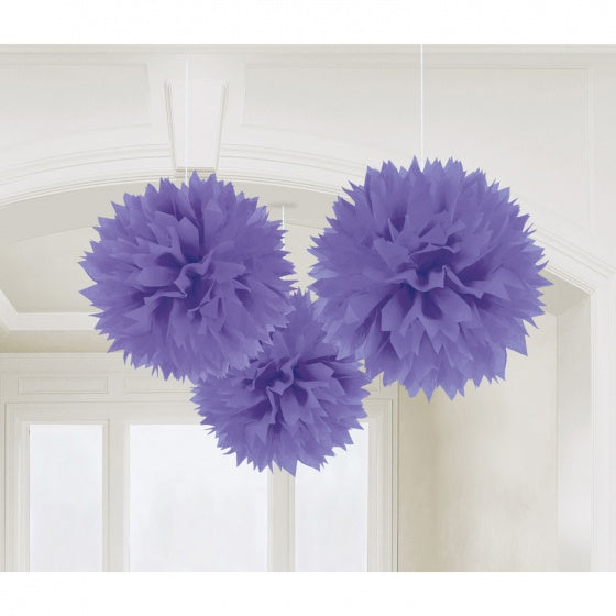 pompoms feestdecoratie 40,6 cm 3 stuks paars
