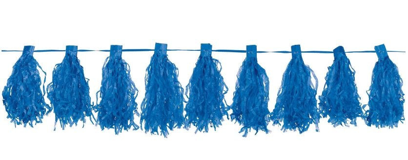 slinger met kwastjes Garland 3 meter blauw