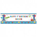 verjaardag banner 1 jaar All Aboard jongens 165 x 51 cm