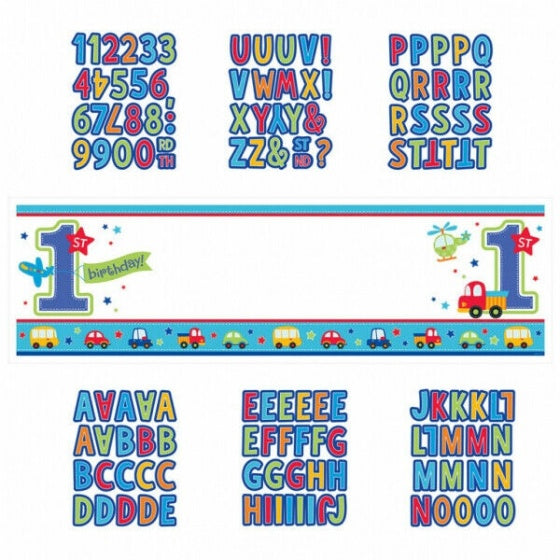 verjaardag banner 1 jaar All Aboard jongens 165 x 51 cm