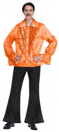 shirt Satin heren polyester oranje maat L