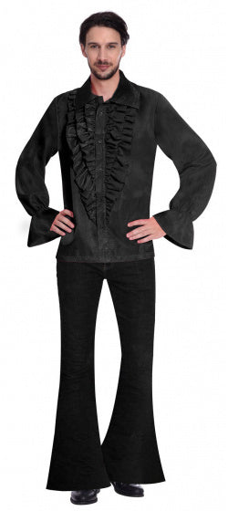 shirt Satin heren polyester zwart maat M