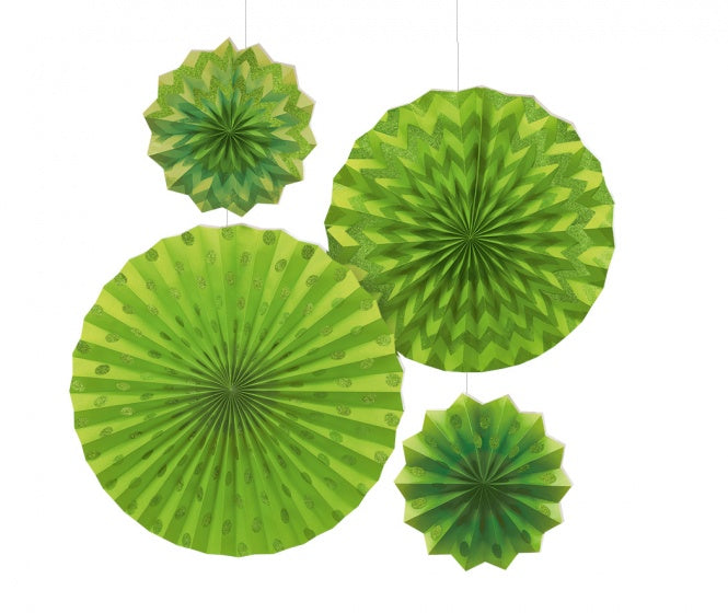 waaiers feestdecoratie 4 stuks 20/30/40 cm groen