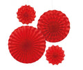 waaiers feestdecoratie 4 stuks 20/30/40 cm rood