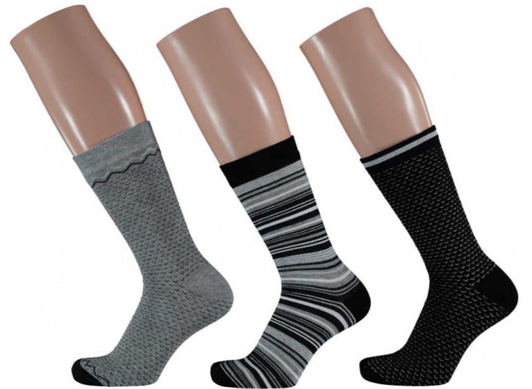 sokken Fashion Bamboo dames grijs/zwart 3-pack mt 39/42