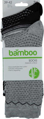sokken Fashion Bamboo dames grijs/zwart 3-pack mt 39/42