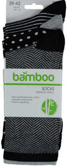 sokken Fashion Bamboo dames zwart/grijs 3-pack mt 35/38