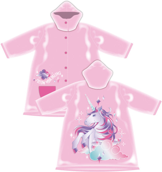 regenjas Unicorn meisjes PVC lichtroze maat 6 jaar