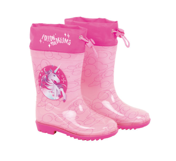 Arditex Regenlaarzen Unicorn meisjes PVC/textiel lichtroze/roze maat 22
