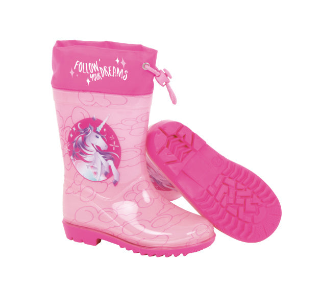Arditex Regenlaarzen Unicorn meisjes PVC/textiel lichtroze/roze maat 26
