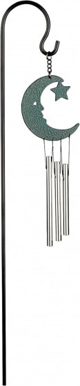 windgong Maan 45 cm staal groen/zilver 3-delig