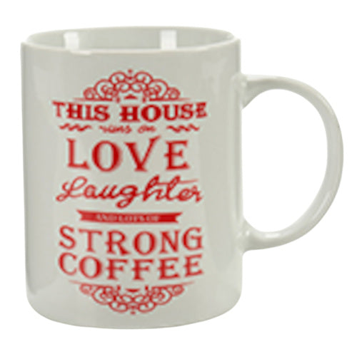 mok Strong 350 ml porselein wit/rood