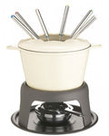 fondueset 21 x 18 x 22 cm gietijzer beige 9-delig
