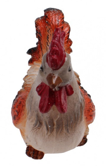 kaars haan 9 x 5 x 8,7 cm wax beige/rood/zwart