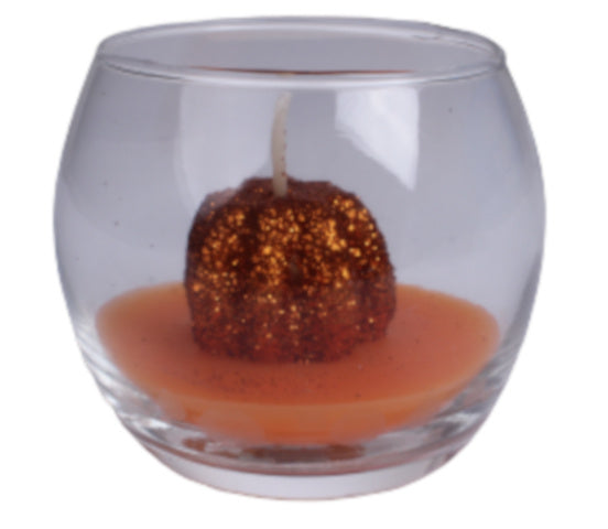 kaars Halloween 7 x 8 cm glas/wax oranje
