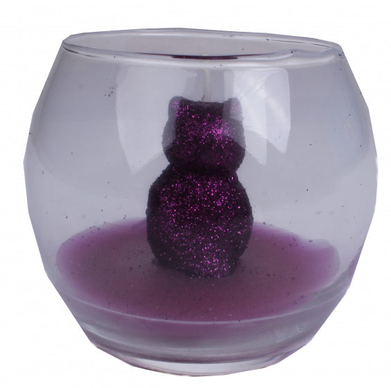 kaars Halloween 7 x 8 cm glas/wax paars