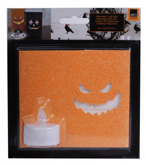 lampion Halloween led 7 x 10,5 cm papier oranje