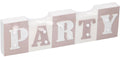 tekstbord met LED Party 34x9x3,5 cm hout wit/lichtroze
