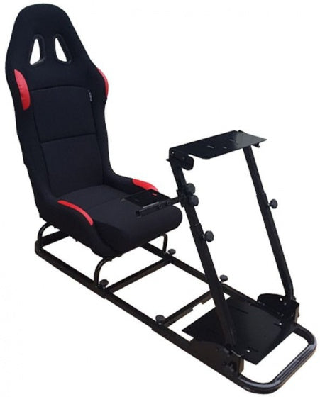 game-simulator met opvouwbare sportstoel zwart