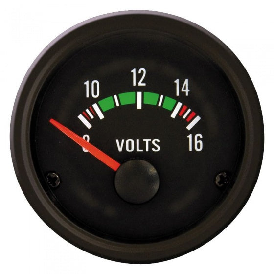 voltmeter 52 mm 12 Volt zwart